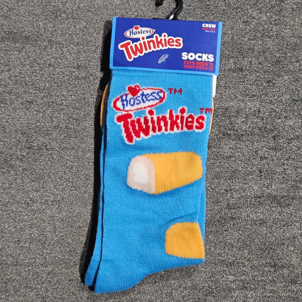 Hostess Twinkies Mens Crew Socks Blue Graphic Print Snack Food Novelty Size 6-12